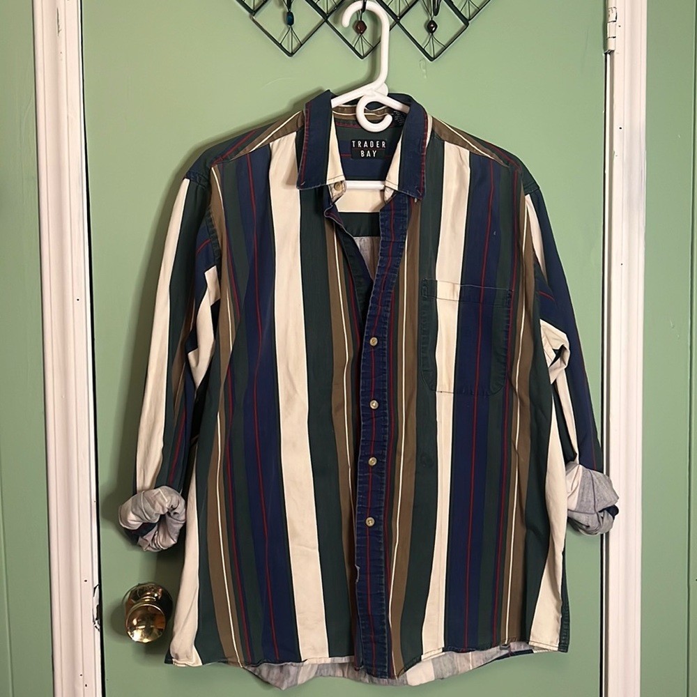 Trader Bay vintage men’s large colorblock button down